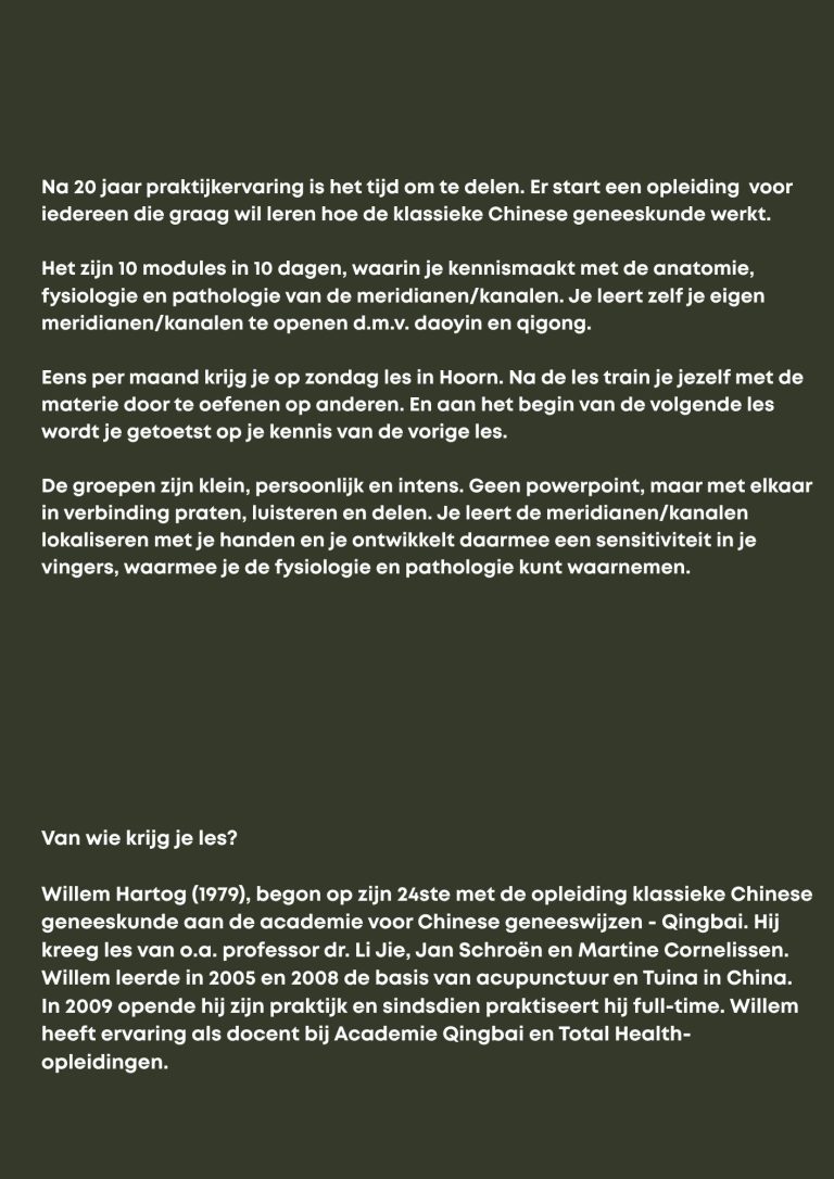 Informatie basis-opleiding Tuina bij Hartog Acupunctuur